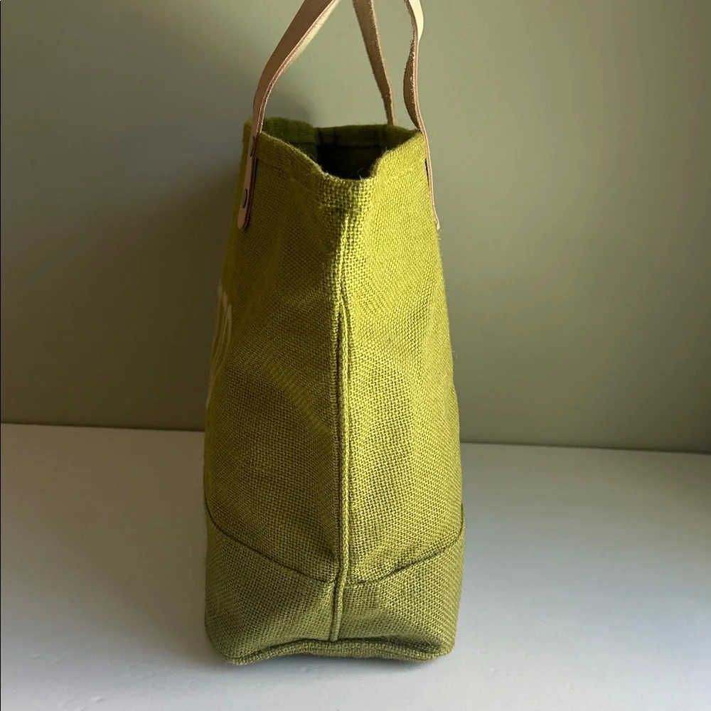 NWOT Ballard Jute Tote Bag in Green with ‘Tutto’ Embroidered Design